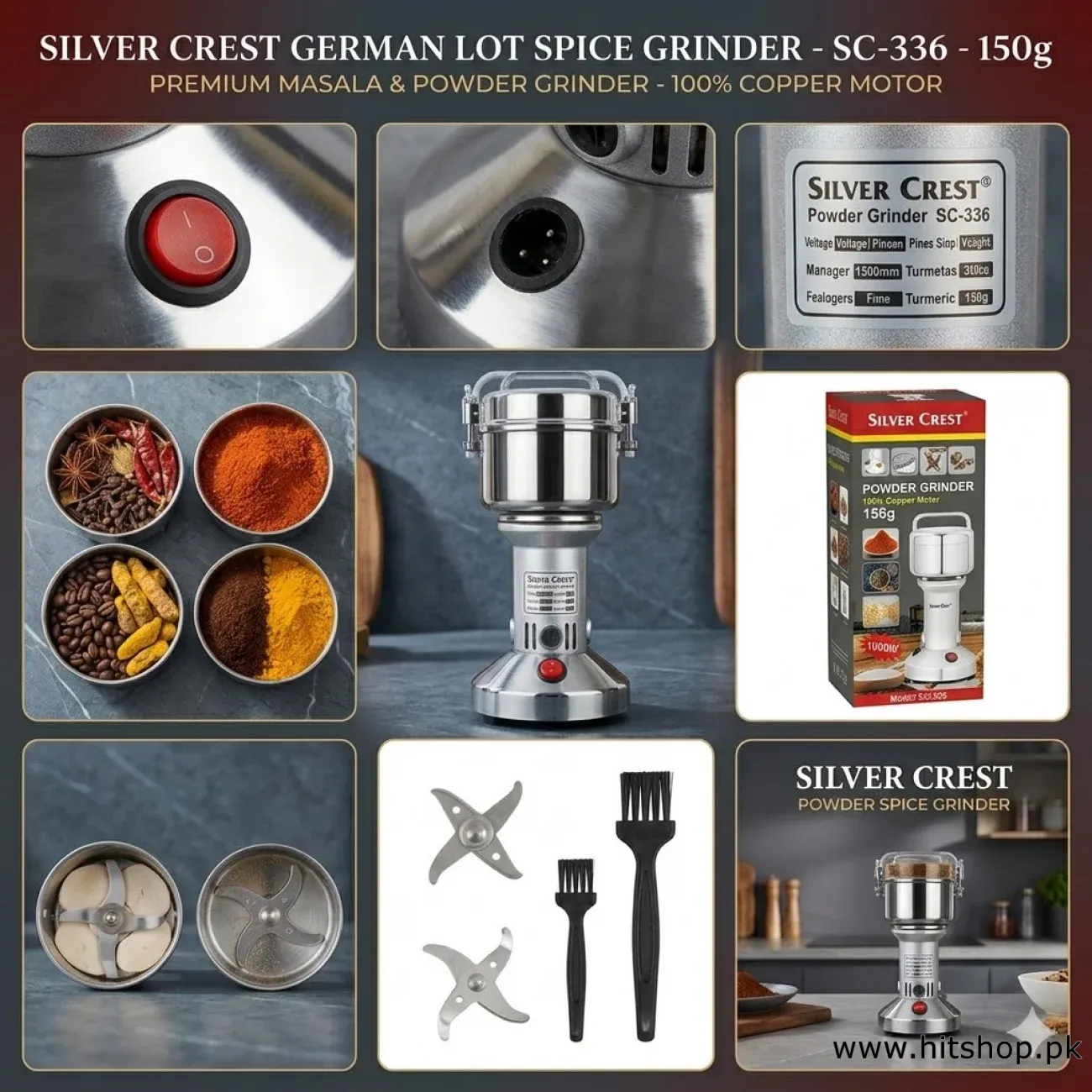 Silver Crest Spice Grinder 150g – 1000W Electric Masala Grinder